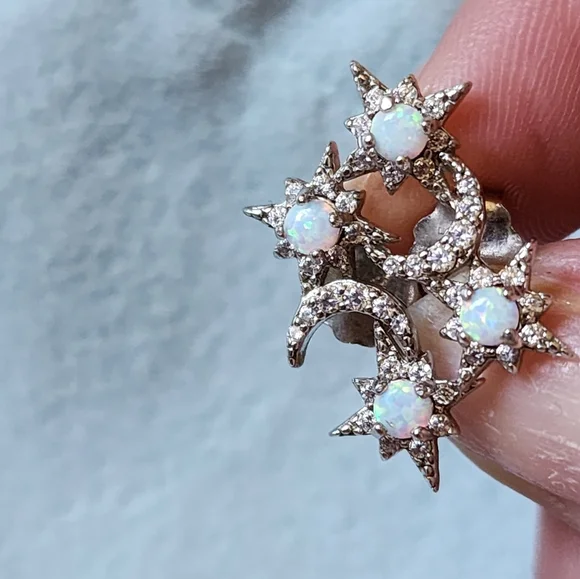 Natural Opal silver earrings - Picture 2 of 6